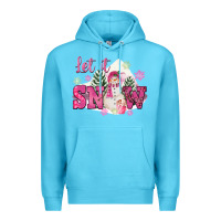 Ocean Blue Let It Snow Pink Christmas Premium Hoodie - FaDigitalArtStudio