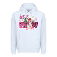 White Let It Snow Pink Christmas Premium Hoodie - FaDigitalArtStudio