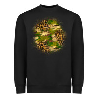 Black camouflage and leopard patch Heavyweight Sweatshirt - BundleAndBundleShop