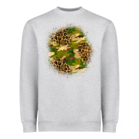 Heather Grey camouflage and leopard patch Heavyweight Sweatshirt - BundleAndBundleShop