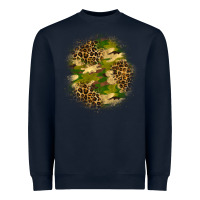 Navy camouflage and leopard patch Heavyweight Sweatshirt - BundleAndBundleShop