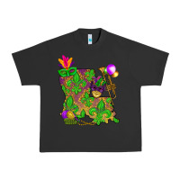 Pigment Black Louisiana Map Mardi Gras Urban Heavy Tee - HowdyJamesFarm