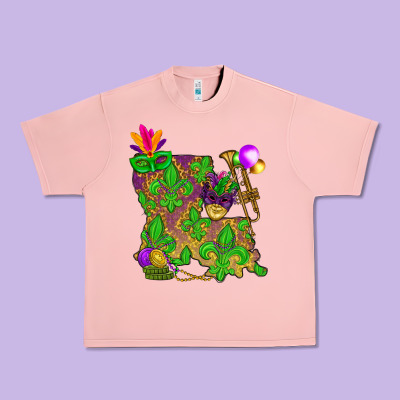 Louisiana Map Mardi Gras Urban Heavy Tee Designed By Howdyjamesfarm
