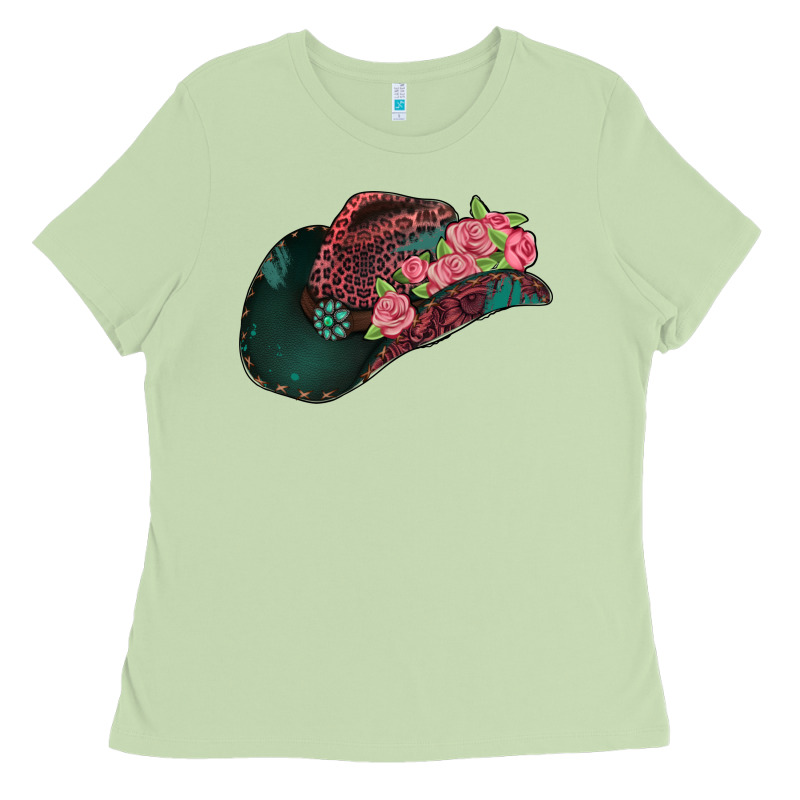 Leopard Flowers Cowboy Hat Ladies Tee by Jasminsmagicworld | Teevron
