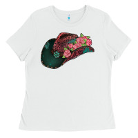 White leopard flowers cowboy hat Ladies Tee - Jasminsmagicworld