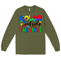 Army Green Color outside the lines Long Sleeve Tee - CowGirlArtShop