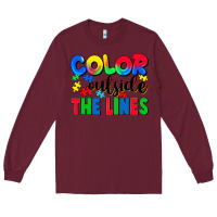 Burgundy Color outside the lines Long Sleeve Tee - CowGirlArtShop