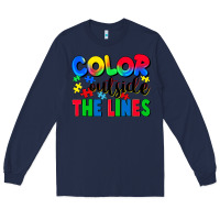 Navy Color outside the lines Long Sleeve Tee - CowGirlArtShop