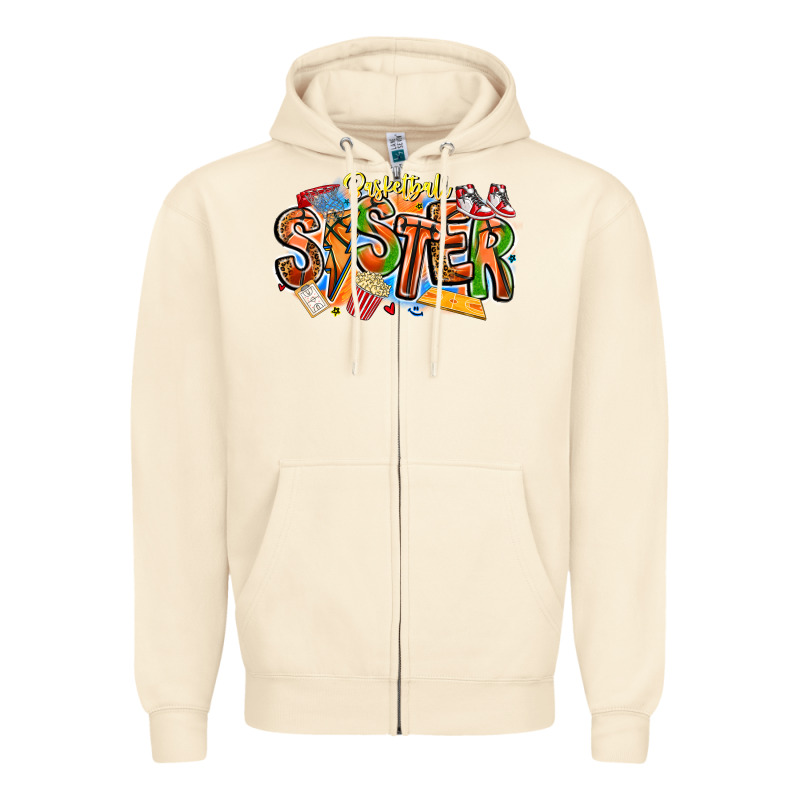 Basketball Sister Zipper Hoodie by CowhideDigitalArt | Teevron