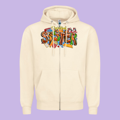 Basketball Sister Zipper Hoodie Designed By Cowhidedigitalart