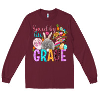 Burgundy Saved by his grace Easter Day Long Sleeve Tee - HowdyJamesFarm