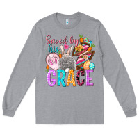 Heather Grey Saved by his grace Easter Day Long Sleeve Tee - HowdyJamesFarm