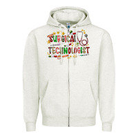 Oatmeal Heather Surgical Technologist Zipper Hoodie - CowhideDigitalArt