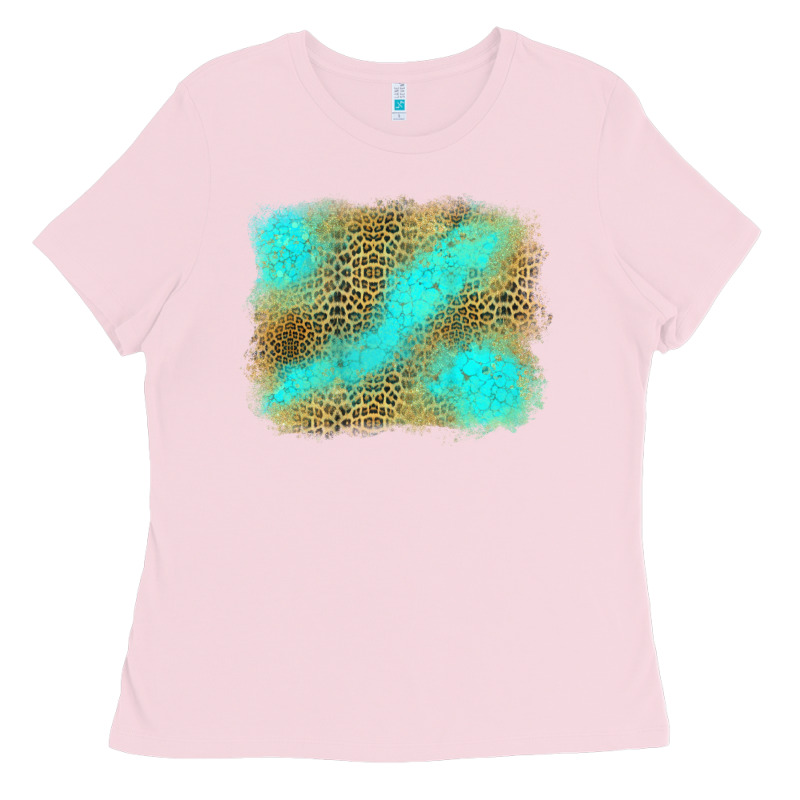 Leopard Turquoise Background Ladies Tee by Jasminsmagicworld | Teevron