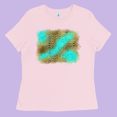 Leopard Turquoise Background Ladies Tee Designed By Jasminsmagicworld