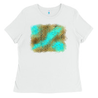 White leopard turquoise background Ladies Tee - Jasminsmagicworld
