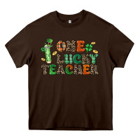 Chocolate Brown one lucky teacher Heavy Core Tee - LillyAllenDesigns