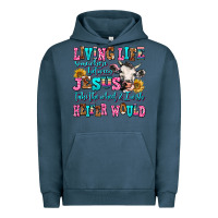 Pigment Midnight Navy living life somewhere between jesus take the wheel Urban Hoodie - AdoDesignShop