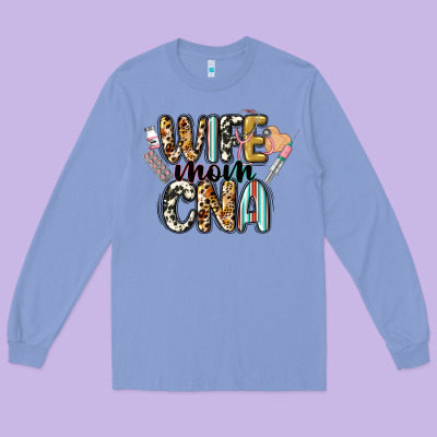Wife Mom Cna Long Sleeve Tee Designed By Cowgirlartshop