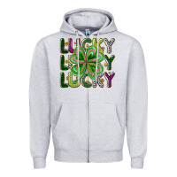 Heather Grey Lucky Zipper Hoodie - CowhideDigitalArt