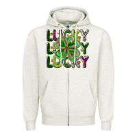 Oatmeal Heather Lucky Zipper Hoodie - CowhideDigitalArt