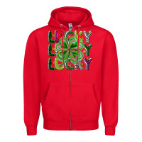 Red Lucky Zipper Hoodie - CowhideDigitalArt
