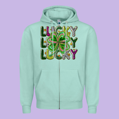 Lucky Zipper Hoodie Designed By Cowhidedigitalart