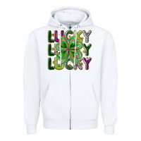 White Lucky Zipper Hoodie - CowhideDigitalArt
