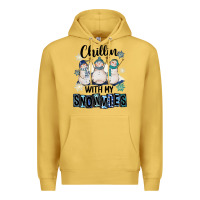Antique Gold Chillin With My Snowmies Premium Hoodie - FaDigitalArtStudio