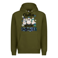 Army Green Chillin With My Snowmies Premium Hoodie - FaDigitalArtStudio