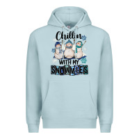 Blue Mist Chillin With My Snowmies Premium Hoodie - FaDigitalArtStudio