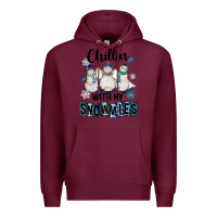 Burgundy Chillin With My Snowmies Premium Hoodie - FaDigitalArtStudio