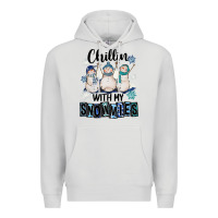 Dove Grey Chillin With My Snowmies Premium Hoodie - FaDigitalArtStudio