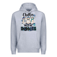 Heather Grey Chillin With My Snowmies Premium Hoodie - FaDigitalArtStudio