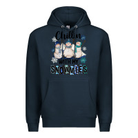 Navy Chillin With My Snowmies Premium Hoodie - FaDigitalArtStudio