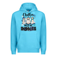 Ocean Blue Chillin With My Snowmies Premium Hoodie - FaDigitalArtStudio
