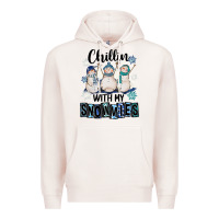 Pale Pink Chillin With My Snowmies Premium Hoodie - FaDigitalArtStudio
