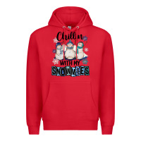 Red Chillin With My Snowmies Premium Hoodie - FaDigitalArtStudio