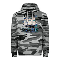Slate Camo Chillin With My Snowmies Premium Hoodie - FaDigitalArtStudio