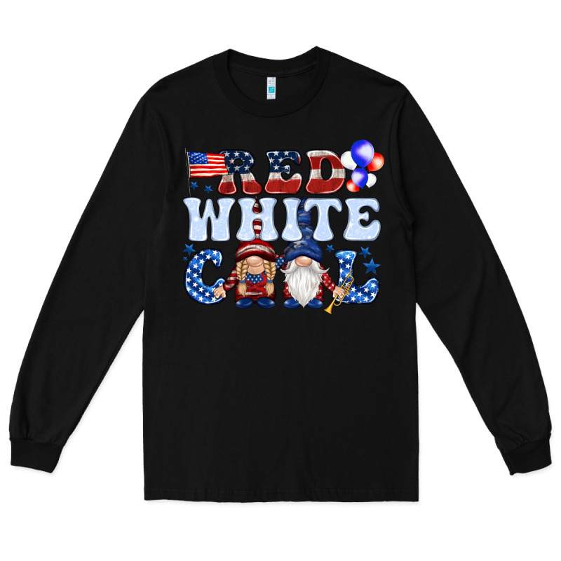 Red White Cool With Gnomies 4th Of July Long Sleeve Tee by HowdyJamesFarm | Teevron