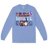 Colony Blue Red white cool with gnomies 4th of july Long Sleeve Tee - HowdyJamesFarm