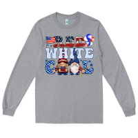 Heather Grey Red white cool with gnomies 4th of july Long Sleeve Tee - HowdyJamesFarm