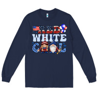 Navy Red white cool with gnomies 4th of july Long Sleeve Tee - HowdyJamesFarm