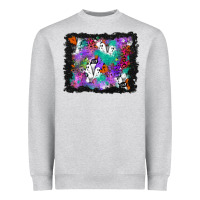 Heather Grey halloween ghost and turquoise glitter background Heavyweight Sweatshirt - BundleAndBundleShop