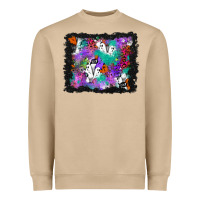 Mushroom halloween ghost and turquoise glitter background Heavyweight Sweatshirt - BundleAndBundleShop
