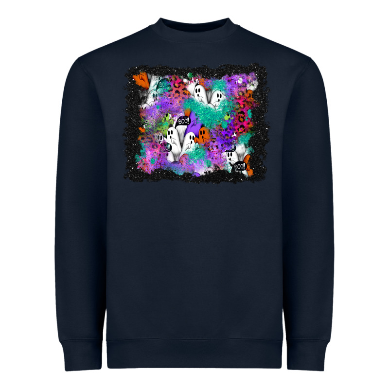 Halloween Ghost And Turquoise Glitter Background Heavyweight Sweatshirt by BundleAndBundleShop | Teevron