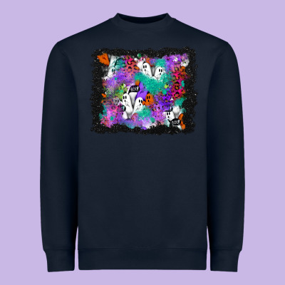 Halloween Ghost And Turquoise Glitter Background Heavyweight Sweatshirt Designed By Bundleandbundleshop