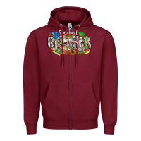 Burgundy baseball brother Zipper Hoodie - CowhideDigitalArt