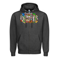 Charcoal Heather baseball brother Zipper Hoodie - CowhideDigitalArt