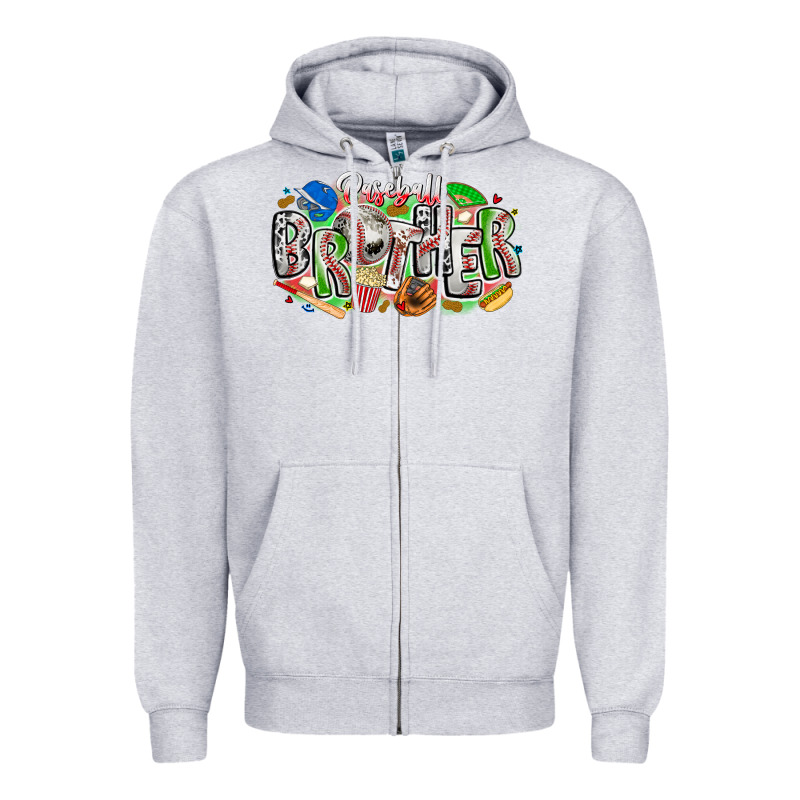 Baseball Brother Zipper Hoodie by CowhideDigitalArt | Teevron